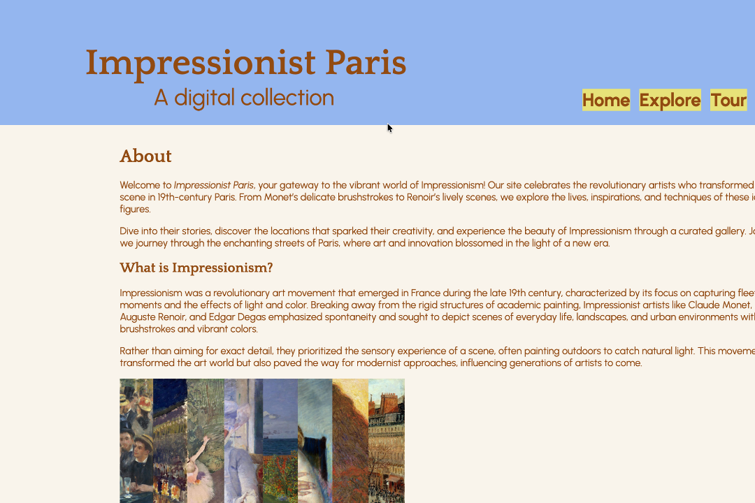 impressionist paris — web design & development, interactive data visualization development